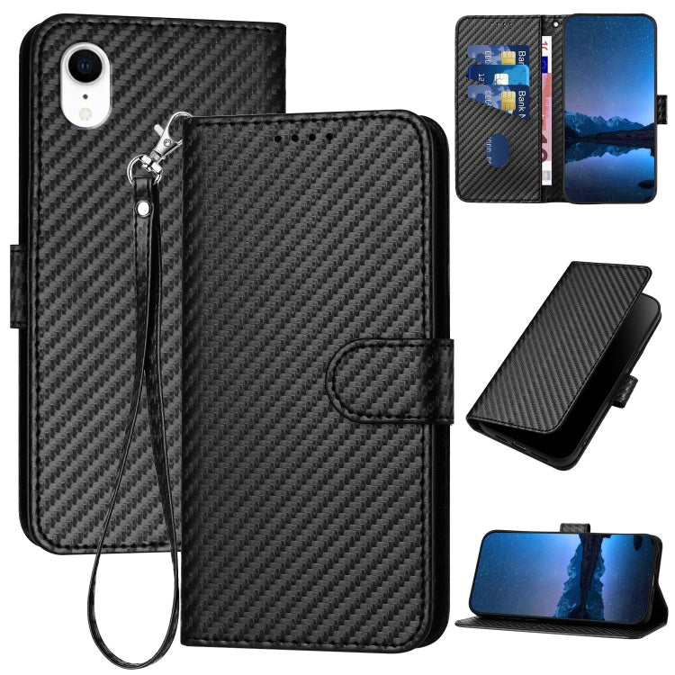 YX0070 Carbon Fiber Buckle Leather Phone Case with Lanyard, For iPhone 12 mini, For iPhone 11 Pro Max, For iPhone 11, For iPhone 11 Pro, For iPhone X / XS, For iPhone XR