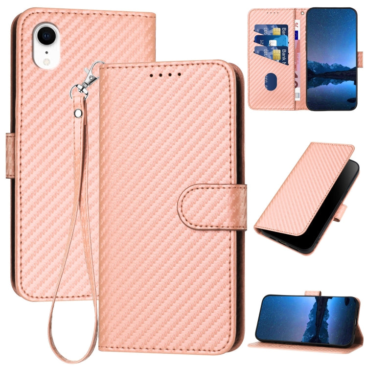 YX0070 Carbon Fiber Buckle Leather Phone Case with Lanyard, For iPhone 12 mini, For iPhone 11 Pro Max, For iPhone 11, For iPhone 11 Pro, For iPhone X / XS, For iPhone XR