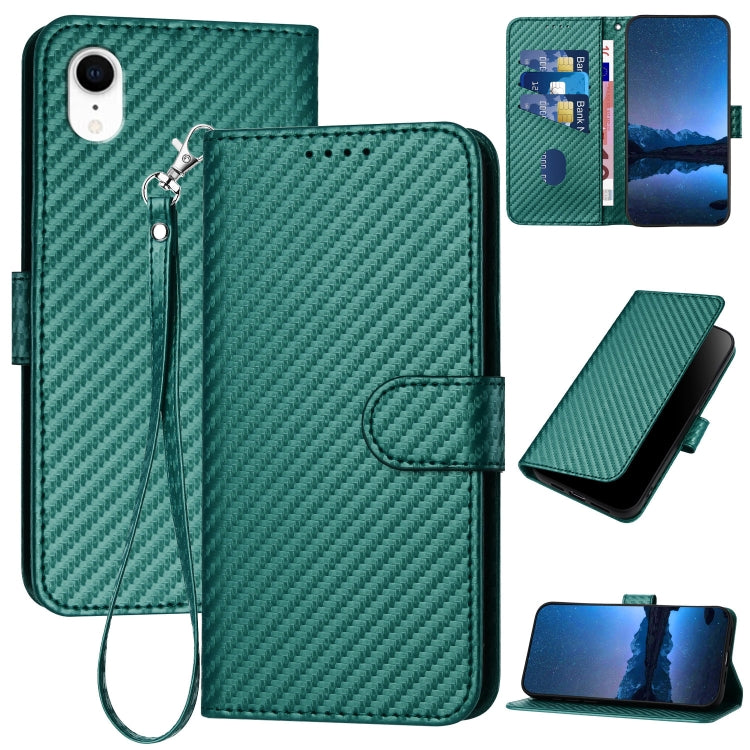 YX0070 Carbon Fiber Buckle Leather Phone Case with Lanyard, For iPhone 12 mini, For iPhone 11 Pro Max, For iPhone 11, For iPhone 11 Pro, For iPhone X / XS, For iPhone XR