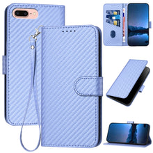 Load image into Gallery viewer, YX0070 Carbon Fiber Buckle Leather Phone Case with Lanyard, For iPhone XS Max, For iPhone 8 Plus / 7 Plus