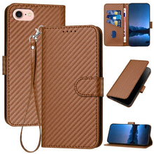 Load image into Gallery viewer, YX0070 Carbon Fiber Buckle Leather Phone Case with Lanyard, For iPhone 15, For iPhone 14 Plus, For iPhone 14, For iPhone 14 Pro, For iPhone 14 Pro Max, For iPhone SE 2022 / SE 2020 / 8 / 7