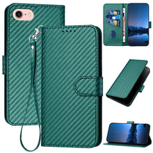 Load image into Gallery viewer, YX0070 Carbon Fiber Buckle Leather Phone Case with Lanyard, For iPhone 15, For iPhone 14 Plus, For iPhone 14, For iPhone 14 Pro, For iPhone 14 Pro Max, For iPhone SE 2022 / SE 2020 / 8 / 7