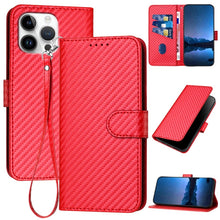 Load image into Gallery viewer, YX0070 Carbon Fiber Buckle Leather Phone Case with Lanyard, For iPhone 17e / 16e, For iPhone 17 Pro Max, For iPhone 17 Pro, For iPhone 17, For iPhone Air, For iPhone 16 Pro Max