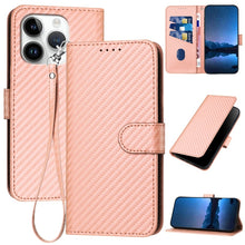 Load image into Gallery viewer, YX0070 Carbon Fiber Buckle Leather Phone Case with Lanyard, For iPhone 16 Pro, For iPhone 16 Plus, For iPhone 16, For iPhone 15 Pro Max, For iPhone 15 Pro, For iPhone 15 Plus