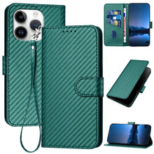Load image into Gallery viewer, YX0070 Carbon Fiber Buckle Leather Phone Case with Lanyard, For iPhone 16 Pro, For iPhone 16 Plus, For iPhone 16, For iPhone 15 Pro Max, For iPhone 15 Pro, For iPhone 15 Plus