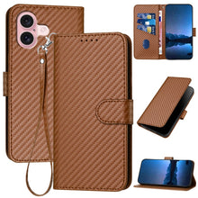 Load image into Gallery viewer, YX0070 Carbon Fiber Buckle Leather Phone Case with Lanyard, For iPhone 16 Pro, For iPhone 16 Plus, For iPhone 16, For iPhone 15 Pro Max, For iPhone 15 Pro, For iPhone 15 Plus