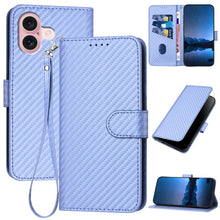 Load image into Gallery viewer, YX0070 Carbon Fiber Buckle Leather Phone Case with Lanyard, For iPhone 16 Pro, For iPhone 16 Plus, For iPhone 16, For iPhone 15 Pro Max, For iPhone 15 Pro, For iPhone 15 Plus