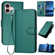 Load image into Gallery viewer, YX0070 Carbon Fiber Buckle Leather Phone Case with Lanyard, For iPhone 16 Pro, For iPhone 16 Plus, For iPhone 16, For iPhone 15 Pro Max, For iPhone 15 Pro, For iPhone 15 Plus