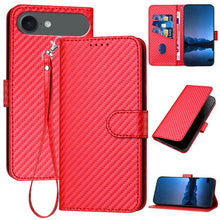 Load image into Gallery viewer, YX0070 Carbon Fiber Buckle Leather Phone Case with Lanyard, For iPhone 17e / 16e, For iPhone 17 Pro Max, For iPhone 17 Pro, For iPhone 17, For iPhone Air, For iPhone 16 Pro Max