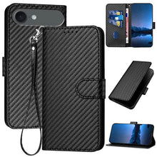 Load image into Gallery viewer, YX0070 Carbon Fiber Buckle Leather Phone Case with Lanyard, For iPhone 17e / 16e, For iPhone 17 Pro Max, For iPhone 17 Pro, For iPhone 17, For iPhone Air, For iPhone 16 Pro Max