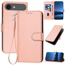 Load image into Gallery viewer, YX0070 Carbon Fiber Buckle Leather Phone Case with Lanyard, For iPhone 17e / 16e, For iPhone 17 Pro Max, For iPhone 17 Pro, For iPhone 17, For iPhone Air, For iPhone 16 Pro Max