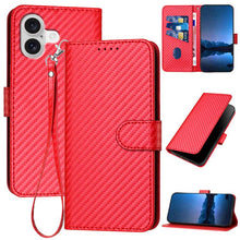 Load image into Gallery viewer, YX0070 Carbon Fiber Buckle Leather Phone Case with Lanyard, For iPhone 17e / 16e, For iPhone 17 Pro Max, For iPhone 17 Pro, For iPhone 17, For iPhone Air, For iPhone 16 Pro Max