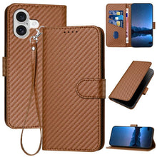 Load image into Gallery viewer, YX0070 Carbon Fiber Buckle Leather Phone Case with Lanyard, For iPhone 17e / 16e, For iPhone 17 Pro Max, For iPhone 17 Pro, For iPhone 17, For iPhone Air, For iPhone 16 Pro Max