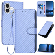 Load image into Gallery viewer, YX0070 Carbon Fiber Buckle Leather Phone Case with Lanyard, For iPhone 17e / 16e, For iPhone 17 Pro Max, For iPhone 17 Pro, For iPhone 17, For iPhone Air, For iPhone 16 Pro Max