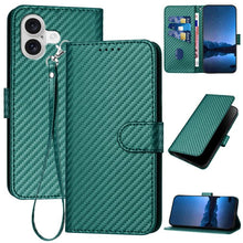 Load image into Gallery viewer, YX0070 Carbon Fiber Buckle Leather Phone Case with Lanyard, For iPhone 17e / 16e, For iPhone 17 Pro Max, For iPhone 17 Pro, For iPhone 17, For iPhone Air, For iPhone 16 Pro Max