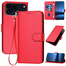 Load image into Gallery viewer, YX0070 Carbon Fiber Buckle Leather Phone Case with Lanyard, For iPhone 18 Pro / 17 Pro, For iPhone 18 Pro Max / 17 Pro Max, For iPhone 17e / 16e, For iPhone 17, For iPhone Air, For iPhone 16 Pro Max