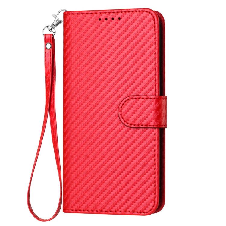 YX0070 Carbon Fiber Buckle Leather Phone Case with Lanyard, For iPhone 18 Pro / 17 Pro, For iPhone 18 Pro Max / 17 Pro Max, For iPhone 17e / 16e, For iPhone 17, For iPhone Air, For iPhone 16 Pro Max