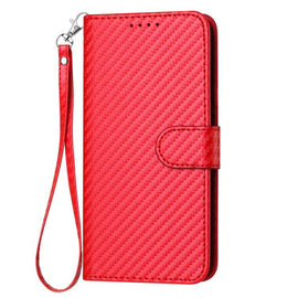YX0070 Carbon Fiber Buckle Leather Phone Case with Lanyard, For iPhone 18 Pro / 17 Pro, For iPhone 18 Pro Max / 17 Pro Max, For iPhone 17e / 16e, For iPhone 17, For iPhone Air, For iPhone 16 Pro Max