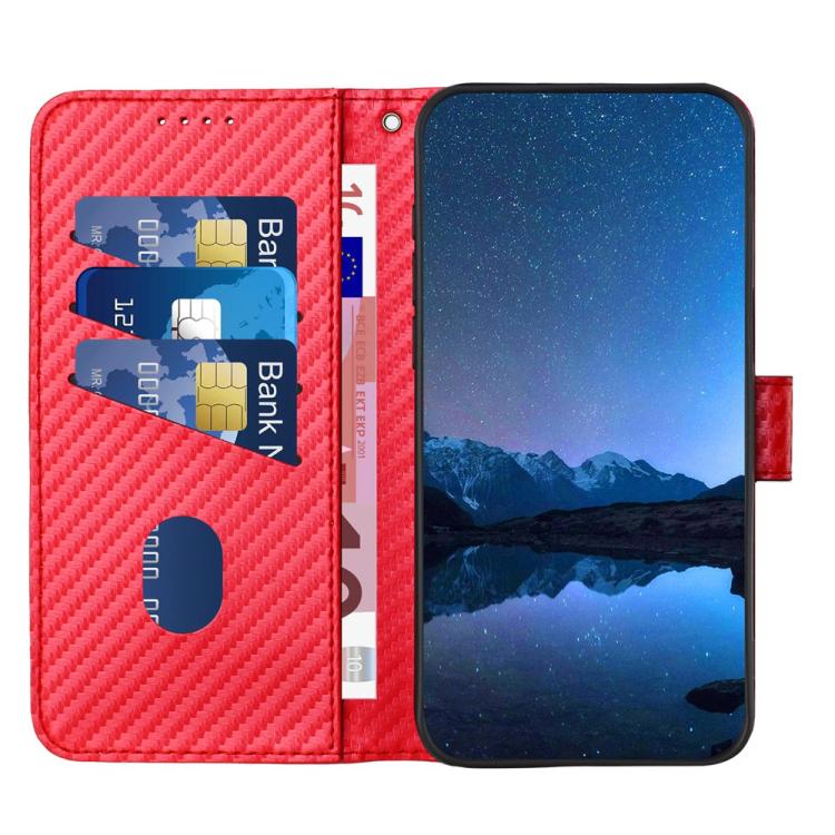 YX0070 Carbon Fiber Buckle Leather Phone Case with Lanyard, For iPhone 18 Pro / 17 Pro, For iPhone 18 Pro Max / 17 Pro Max, For iPhone 17e / 16e, For iPhone 17, For iPhone Air, For iPhone 16 Pro Max