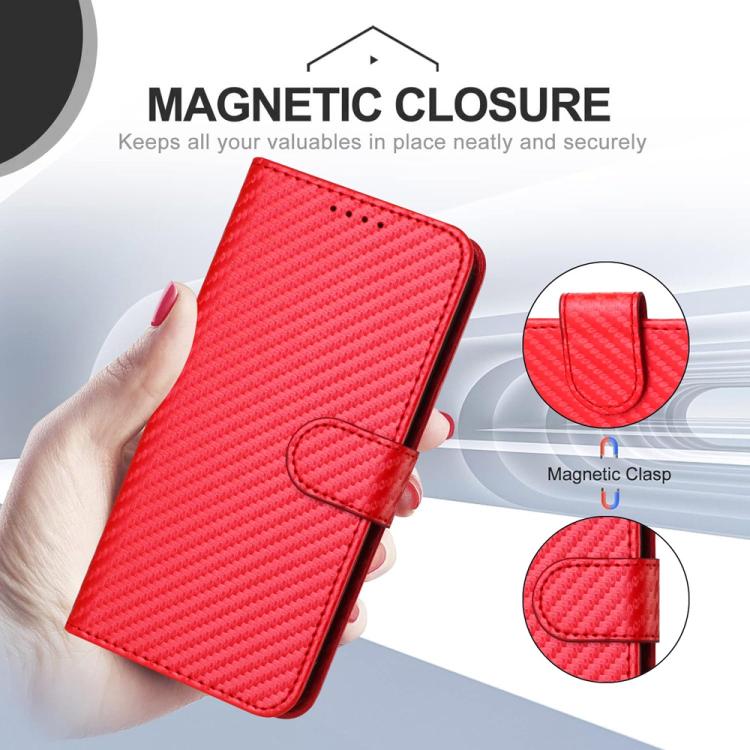 YX0070 Carbon Fiber Buckle Leather Phone Case with Lanyard, For iPhone 18 Pro / 17 Pro, For iPhone 18 Pro Max / 17 Pro Max, For iPhone 17e / 16e, For iPhone 17, For iPhone Air, For iPhone 16 Pro Max