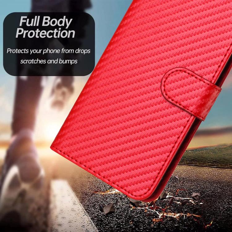 YX0070 Carbon Fiber Buckle Leather Phone Case with Lanyard, For iPhone 18 Pro / 17 Pro, For iPhone 18 Pro Max / 17 Pro Max, For iPhone 17e / 16e, For iPhone 17, For iPhone Air, For iPhone 16 Pro Max