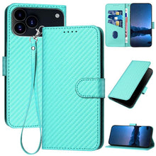 Load image into Gallery viewer, YX0070 Carbon Fiber Buckle Leather Phone Case with Lanyard, For iPhone 18 Pro / 17 Pro, For iPhone 18 Pro Max / 17 Pro Max, For iPhone 17e / 16e, For iPhone 17, For iPhone Air, For iPhone 16 Pro Max