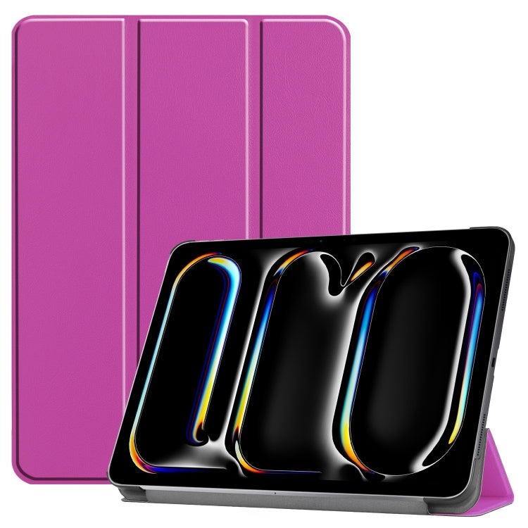 Custer Pure Color 3-Fold Holder Smart Leather Tablet Case, For iPad Pro 11 2025 / 2024