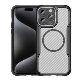Carbon Fiber Texture MagSafe Translucent Phone Case, For iPhone 15 Pro, For iPhone 15 Plus / 14 Plus, For iPhone 15, For iPhone 14, For iPhone 14 Pro, For iPhone 14 Pro Max, For iPhone 13 Pro Max, For iPhone 13 Pro, For iPhone 13, For iPhone 12        ...