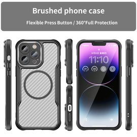 Carbon Fiber Texture MagSafe Translucent Phone Case, For iPhone 15, For iPhone 14, For iPhone 14 Pro, For iPhone 14 Pro Max, For iPhone 13 Pro Max, For iPhone 13 Pro, For iPhone 13, For iPhone 12, For iPhone 12 Pro Max, For iPhone 12 Pro               ...