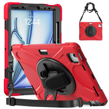 Load image into Gallery viewer, Rotatable Holder Silicone Hybrid PC Tablet Case with Shoulder Strap, For iPad Air 13 2026 / 2025 / 2024, For iPad Air 11 2026 / 2025 / 2024, For iPad Pro 13 2025 / 2024, For iPad Pro 11 2025 / 2024