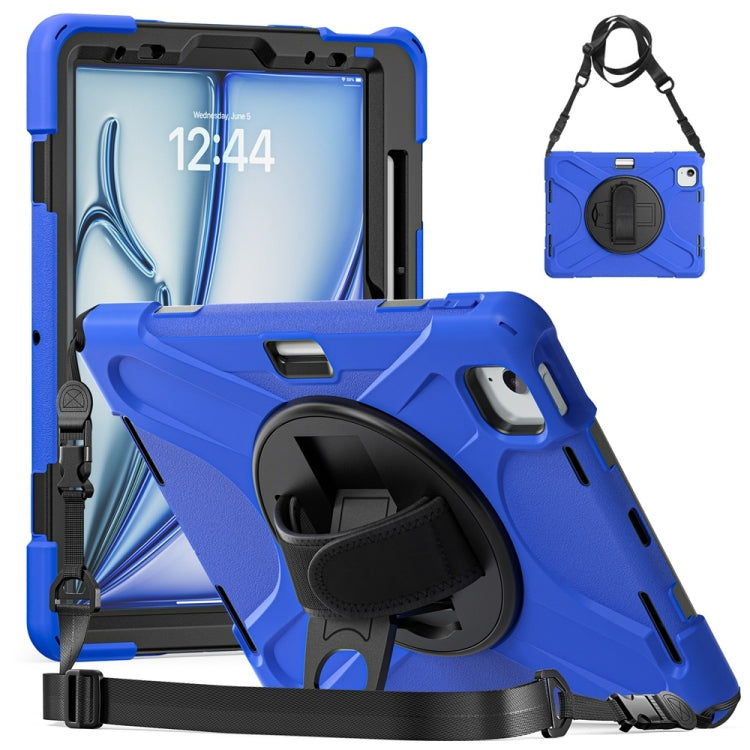 Rotatable Holder Silicone Hybrid PC Tablet Case with Shoulder Strap, For iPad Air 13 2026 / 2025 / 2024, For iPad Air 11 2026 / 2025 / 2024, For iPad Pro 13 2025 / 2024, For iPad Pro 11 2025 / 2024