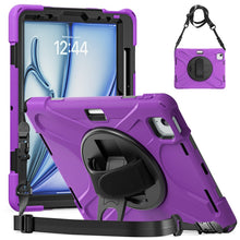 Load image into Gallery viewer, Rotatable Holder Silicone Hybrid PC Tablet Case with Shoulder Strap, For iPad Air 13 2026 / 2025 / 2024, For iPad Air 11 2026 / 2025 / 2024, For iPad Pro 13 2025 / 2024, For iPad Pro 11 2025 / 2024