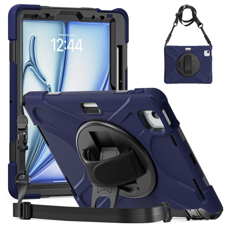 Rotatable Holder Silicone Hybrid PC Tablet Case with Shoulder Strap, For iPad Air 13 2026 / 2025 / 2024, For iPad Air 11 2026 / 2025 / 2024, For iPad Pro 13 2025 / 2024, For iPad Pro 11 2025 / 2024