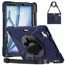 Load image into Gallery viewer, Rotatable Holder Silicone Hybrid PC Tablet Case with Shoulder Strap, For iPad Air 13 2026 / 2025 / 2024, For iPad Air 11 2026 / 2025 / 2024, For iPad Pro 13 2025 / 2024, For iPad Pro 11 2025 / 2024