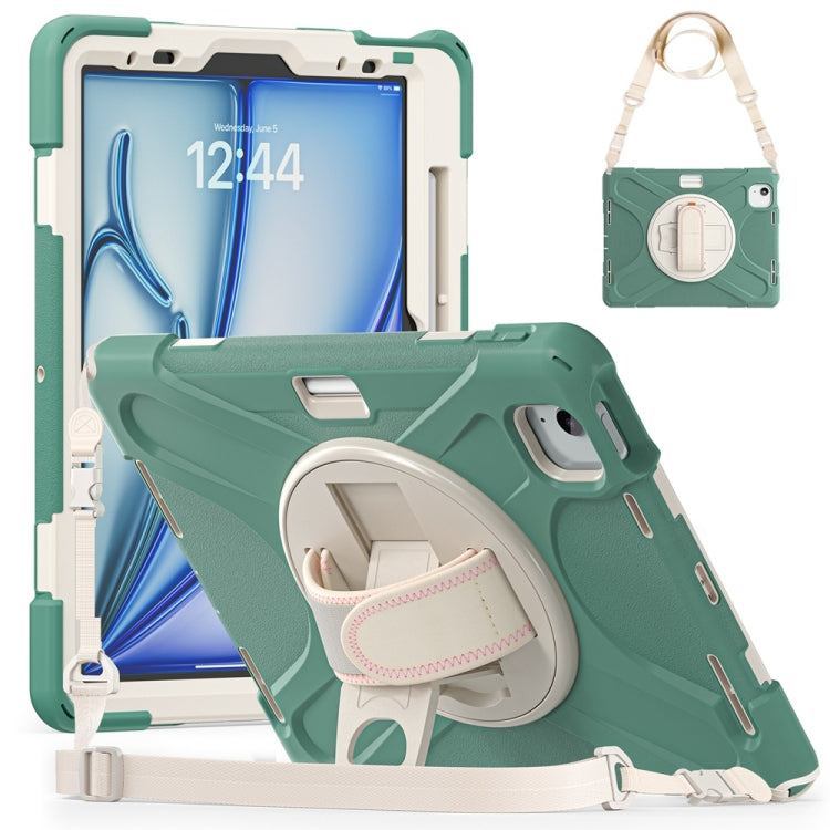 Rotatable Holder Silicone Hybrid PC Tablet Case with Shoulder Strap, For iPad Air 13 2026 / 2025 / 2024, For iPad Air 11 2026 / 2025 / 2024, For iPad Pro 13 2025 / 2024, For iPad Pro 11 2025 / 2024