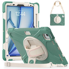 Load image into Gallery viewer, Rotatable Holder Silicone Hybrid PC Tablet Case with Shoulder Strap, For iPad Air 13 2026 / 2025 / 2024, For iPad Air 11 2026 / 2025 / 2024, For iPad Pro 13 2025 / 2024, For iPad Pro 11 2025 / 2024
