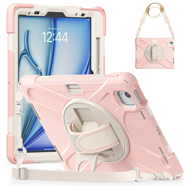 Rotatable Holder Silicone Hybrid PC Tablet Case with Shoulder Strap, For iPad Air 13 2026 / 2025 / 2024, For iPad Air 11 2026 / 2025 / 2024, For iPad Pro 13 2025 / 2024, For iPad Pro 11 2025 / 2024