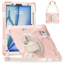 Load image into Gallery viewer, Rotatable Holder Silicone Hybrid PC Tablet Case with Shoulder Strap, For iPad Air 13 2026 / 2025 / 2024, For iPad Air 11 2026 / 2025 / 2024, For iPad Pro 13 2025 / 2024, For iPad Pro 11 2025 / 2024