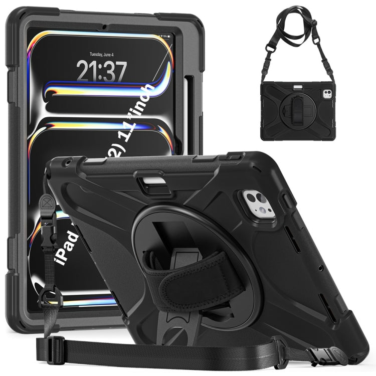 Rotatable Holder Silicone Hybrid PC Tablet Case with Shoulder Strap, For iPad Air 13 2026 / 2025 / 2024, For iPad Air 11 2026 / 2025 / 2024, For iPad Pro 13 2025 / 2024, For iPad Pro 11 2025 / 2024