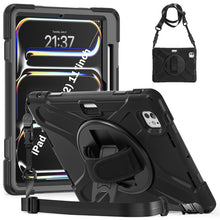 Load image into Gallery viewer, Rotatable Holder Silicone Hybrid PC Tablet Case with Shoulder Strap, For iPad Air 13 2026 / 2025 / 2024, For iPad Air 11 2026 / 2025 / 2024, For iPad Pro 13 2025 / 2024, For iPad Pro 11 2025 / 2024
