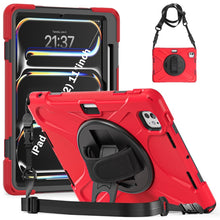 Load image into Gallery viewer, Rotatable Holder Silicone Hybrid PC Tablet Case with Shoulder Strap, For iPad Air 13 2026 / 2025 / 2024, For iPad Air 11 2026 / 2025 / 2024, For iPad Pro 13 2025 / 2024, For iPad Pro 11 2025 / 2024