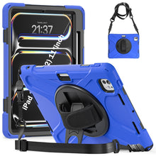 Load image into Gallery viewer, Rotatable Holder Silicone Hybrid PC Tablet Case with Shoulder Strap, For iPad Air 13 2026 / 2025 / 2024, For iPad Air 11 2026 / 2025 / 2024, For iPad Pro 13 2025 / 2024, For iPad Pro 11 2025 / 2024