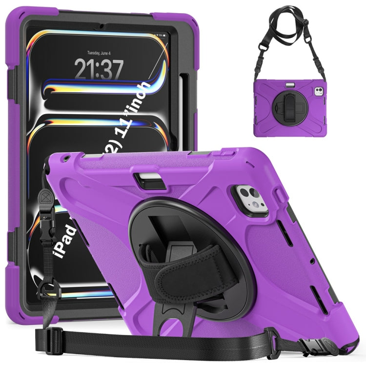 Rotatable Holder Silicone Hybrid PC Tablet Case with Shoulder Strap, For iPad Air 13 2026 / 2025 / 2024, For iPad Air 11 2026 / 2025 / 2024, For iPad Pro 13 2025 / 2024, For iPad Pro 11 2025 / 2024