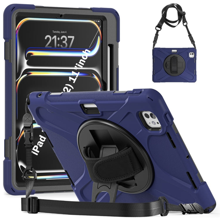 Rotatable Holder Silicone Hybrid PC Tablet Case with Shoulder Strap, For iPad Air 13 2026 / 2025 / 2024, For iPad Air 11 2026 / 2025 / 2024, For iPad Pro 13 2025 / 2024, For iPad Pro 11 2025 / 2024