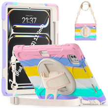 Load image into Gallery viewer, Rotatable Holder Silicone Hybrid PC Tablet Case with Shoulder Strap, For iPad Air 13 2026 / 2025 / 2024, For iPad Air 11 2026 / 2025 / 2024, For iPad Pro 13 2025 / 2024, For iPad Pro 11 2025 / 2024