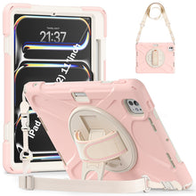 Load image into Gallery viewer, Rotatable Holder Silicone Hybrid PC Tablet Case with Shoulder Strap, For iPad Air 13 2026 / 2025 / 2024, For iPad Air 11 2026 / 2025 / 2024, For iPad Pro 13 2025 / 2024, For iPad Pro 11 2025 / 2024