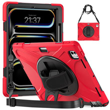 Load image into Gallery viewer, Rotatable Holder Silicone Hybrid PC Tablet Case with Shoulder Strap, For iPad Air 13 2026 / 2025 / 2024, For iPad Air 11 2026 / 2025 / 2024, For iPad Pro 13 2025 / 2024, For iPad Pro 11 2025 / 2024