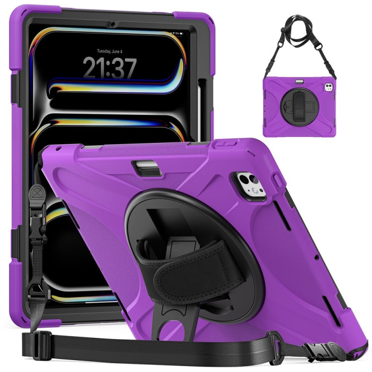 Rotatable Holder Silicone Hybrid PC Tablet Case with Shoulder Strap, For iPad Air 13 2026 / 2025 / 2024, For iPad Air 11 2026 / 2025 / 2024, For iPad Pro 13 2025 / 2024, For iPad Pro 11 2025 / 2024