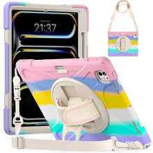 Load image into Gallery viewer, Rotatable Holder Silicone Hybrid PC Tablet Case with Shoulder Strap, For iPad Air 13 2026 / 2025 / 2024, For iPad Air 11 2026 / 2025 / 2024, For iPad Pro 13 2025 / 2024, For iPad Pro 11 2025 / 2024