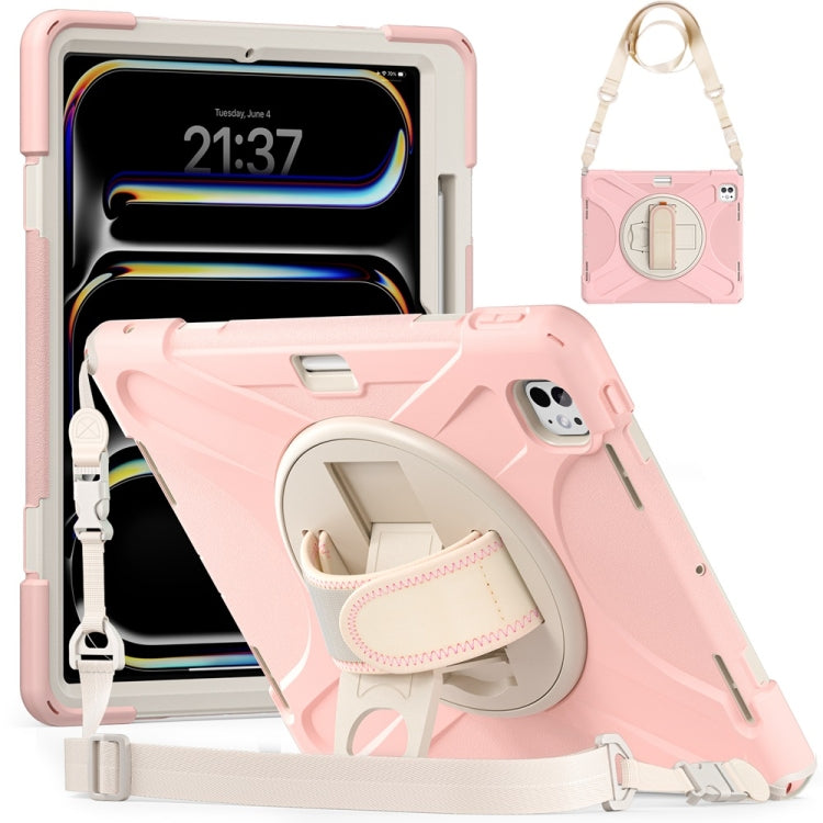 Rotatable Holder Silicone Hybrid PC Tablet Case with Shoulder Strap, For iPad Air 13 2026 / 2025 / 2024, For iPad Air 11 2026 / 2025 / 2024, For iPad Pro 13 2025 / 2024, For iPad Pro 11 2025 / 2024